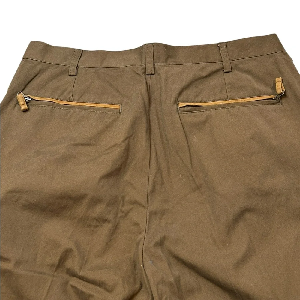 Orvis‎ Men's Brown 10-Pocket Cargo Pants Leather Trim Pockets 36/32 Hiking Trek